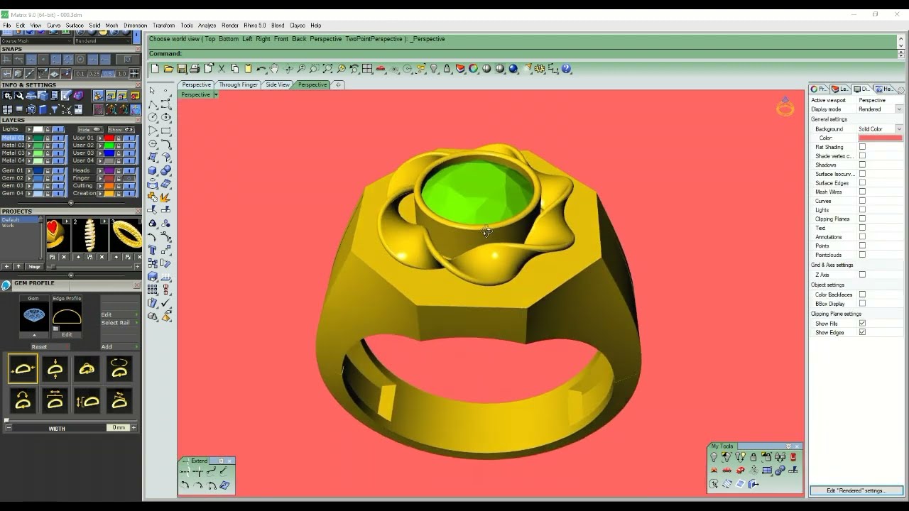 Making simple signet ring with Matrix9/Men Ring/3D Modeling/Jewelry CAD #07