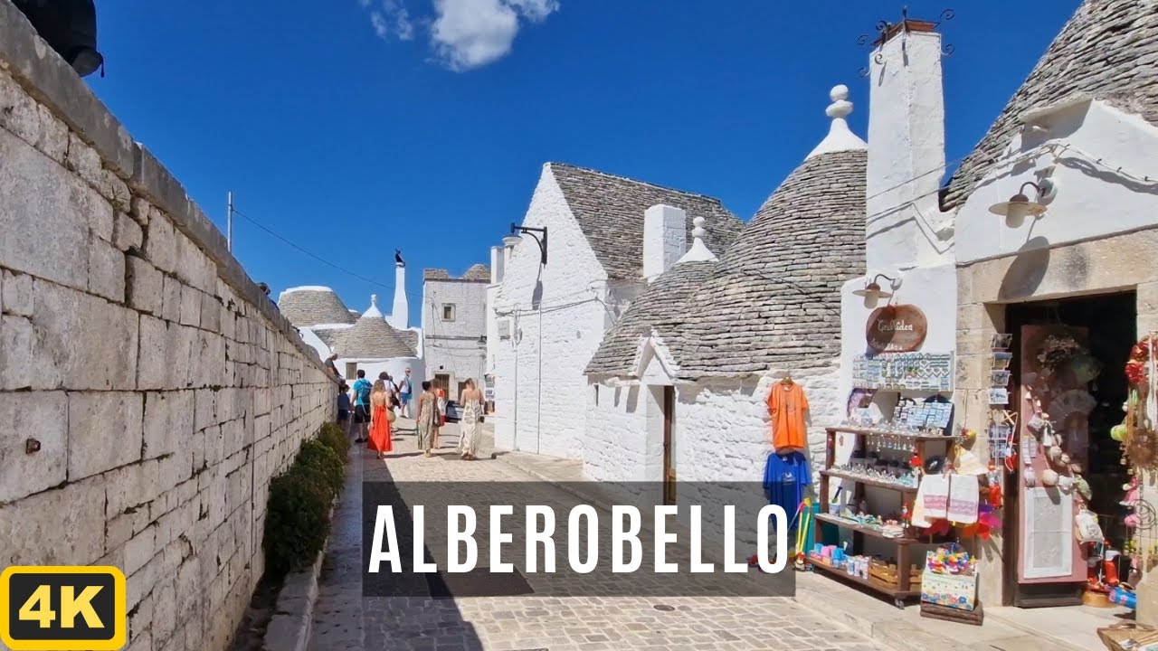 Alberobello Trulli in Puglia Italy, 4K Walking Tour.