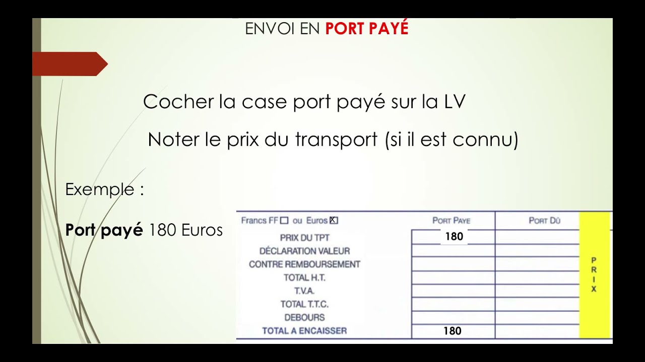 LE PORT DU, PORT PAYE, CONTRE REMBOURSEMENT