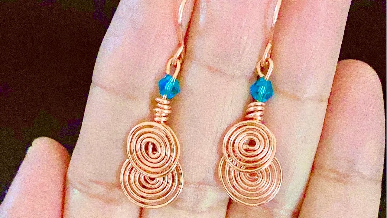 diy earrings/simple and cute wire wrapped earrings/Easy Jewelry Tutorial Simple Swirl Earrings