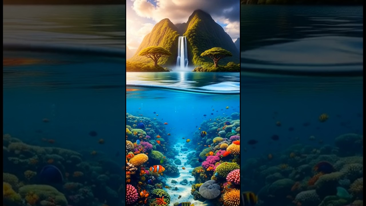 “Underwater Fish Play Near Hills | Beautiful Scenic View | 