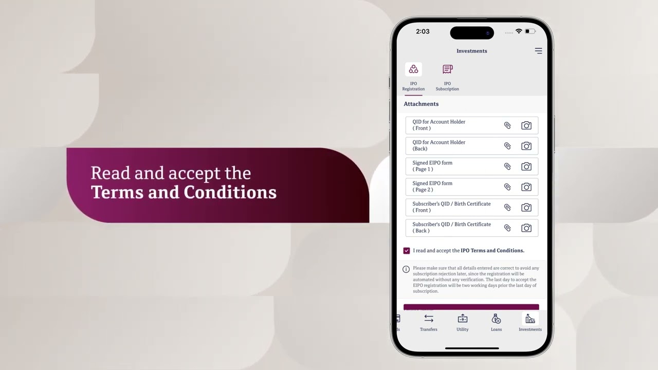 eIPO family registration via Mobile Banking