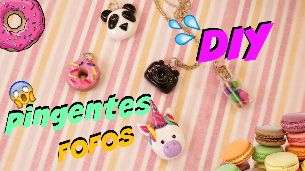 DIY: COMO FAZER PINGENTES  FOFOS - DE MASSA FIMO OU BISCUIT - 5 PINGENTES