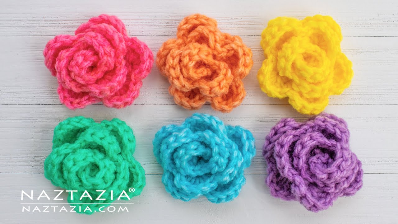 HOW to CROCHET ROSE FLOWER PATTERN Simple Easy Embellishment for a Hat Scarf Shawl Blanket Bag More