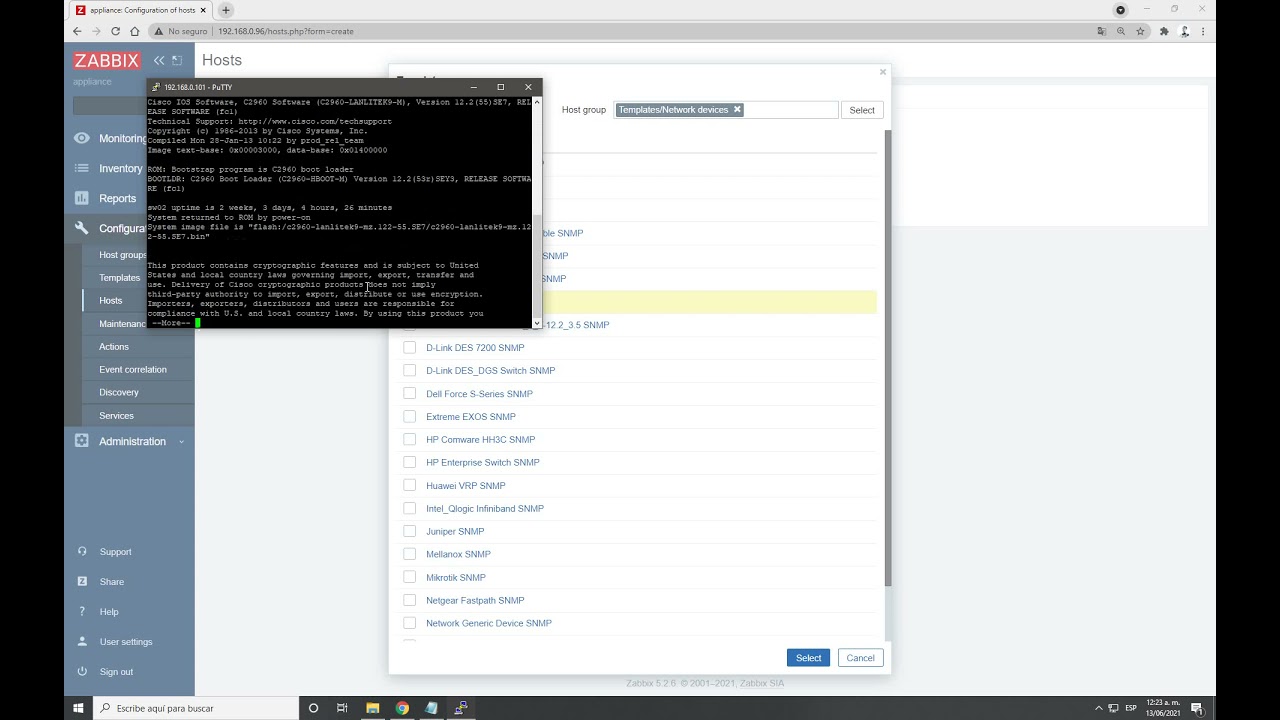 Alta de Switch 2960 en Zabbix