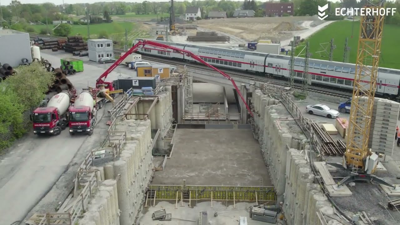 Neubau Trogbauwerk Kamen - unter einer der meist befahrenen Bahnstrecken Deutschlands