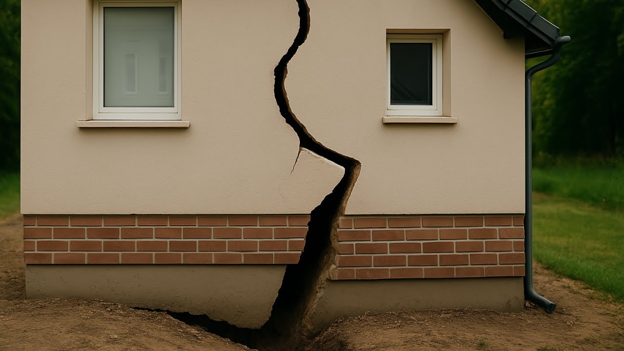 Cette maison a subi un tassement différentiel vraiment dangereux  ! Erreur de construction  N°2