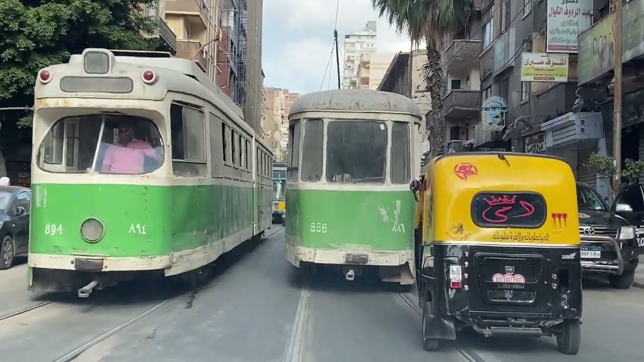 Alexandria Egypt 🇪🇬 Old Tram Lines ride thru the historical and ancient center