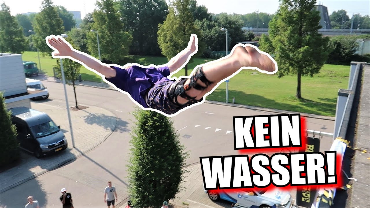 Sprung vom Hausdach!! // TrampDiving in Amsterdam! ft. Indoorcliffdiving