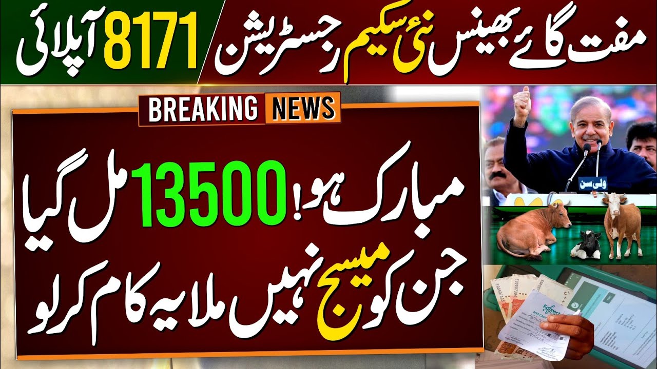 Mubarak Ho 13500 Qist Mil Gai | 8171 SMS New Update | Free Livestock Scheme Online Registration 2024