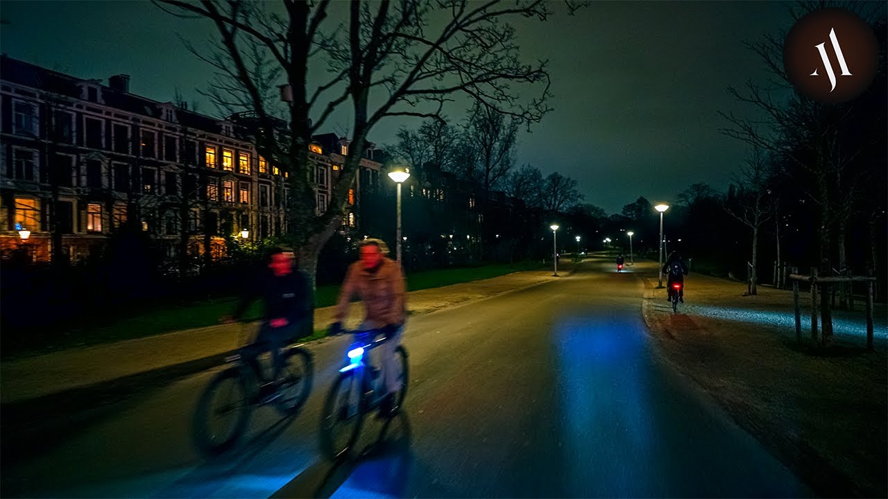 Night Bike Ride in Vondelpark, Amsterdam, 4K