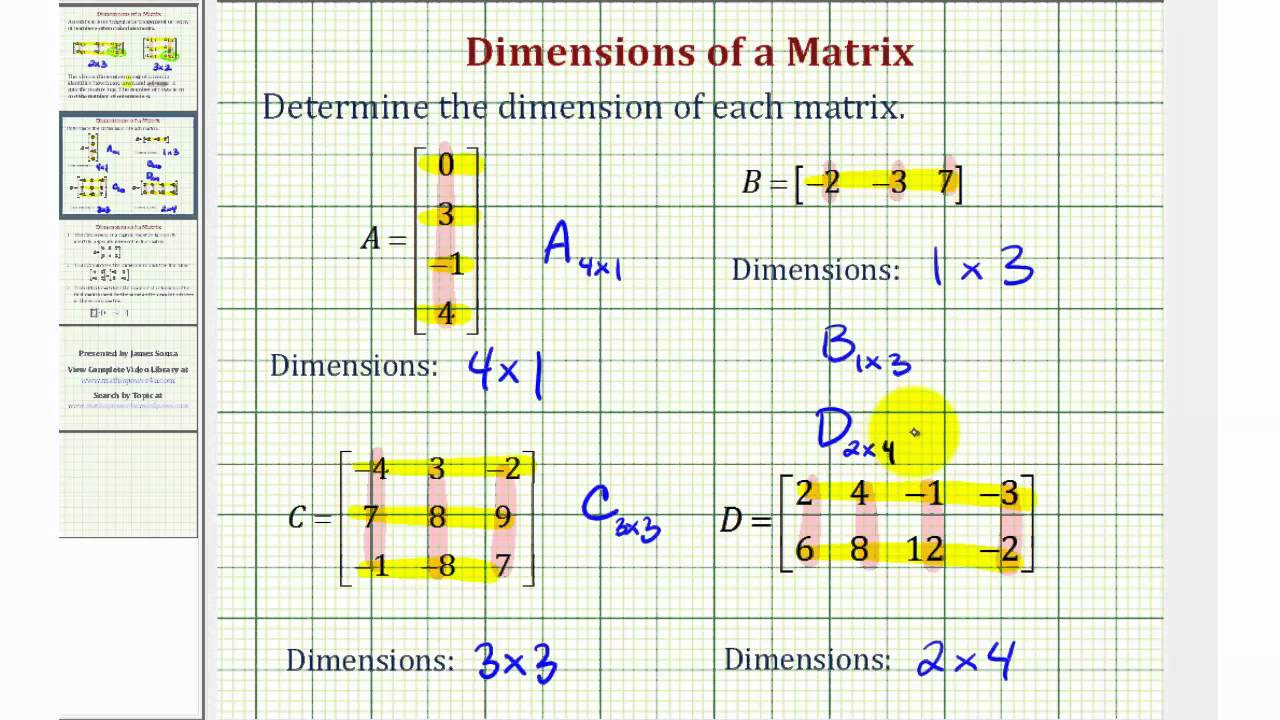 Dimensions of a Matrix