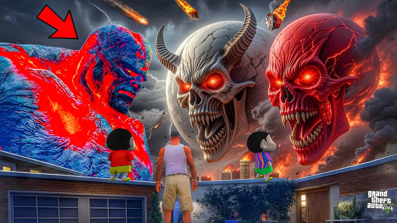 The Moon Wakes Up! Lava God Saves Los Santos | Franklin And Shinchan in GTA 5 bangla Gameplay