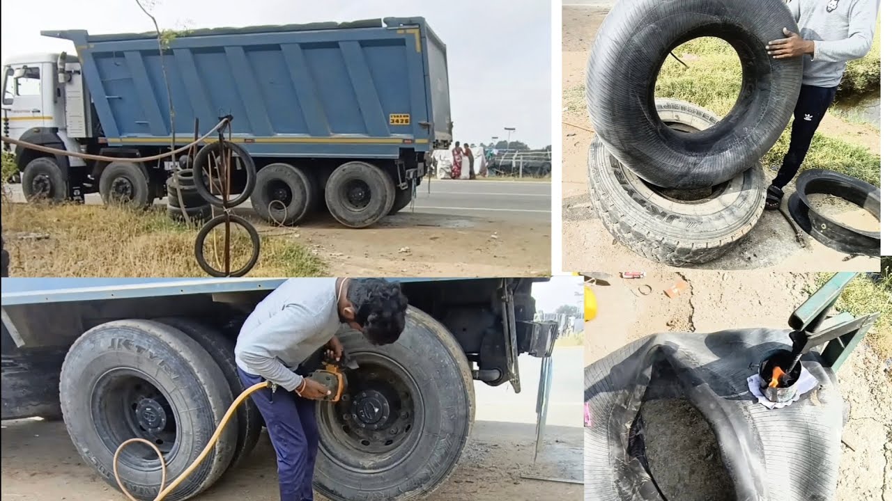 12tyre tipper puncture easy fitting easy method