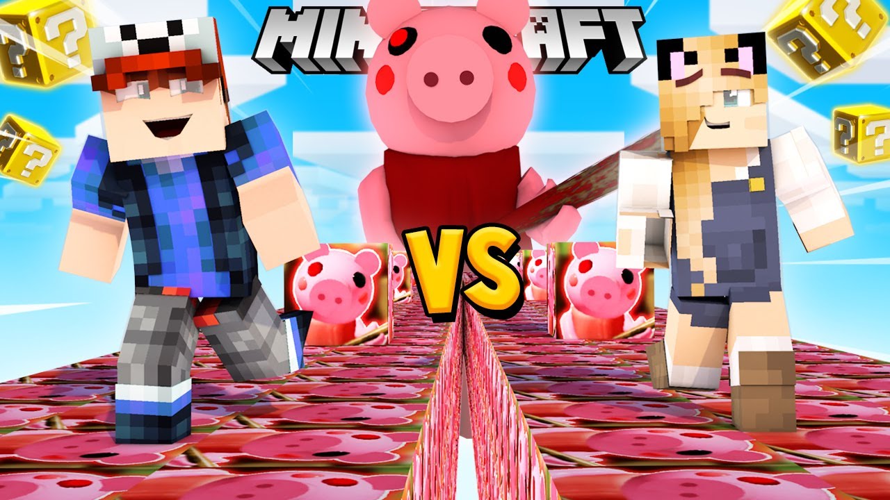 SZALONY WYŚCIG! - PIGGY LUCKY BLOCKI MINECRAFT! (Lucky Block Race) | Vito vs Bella