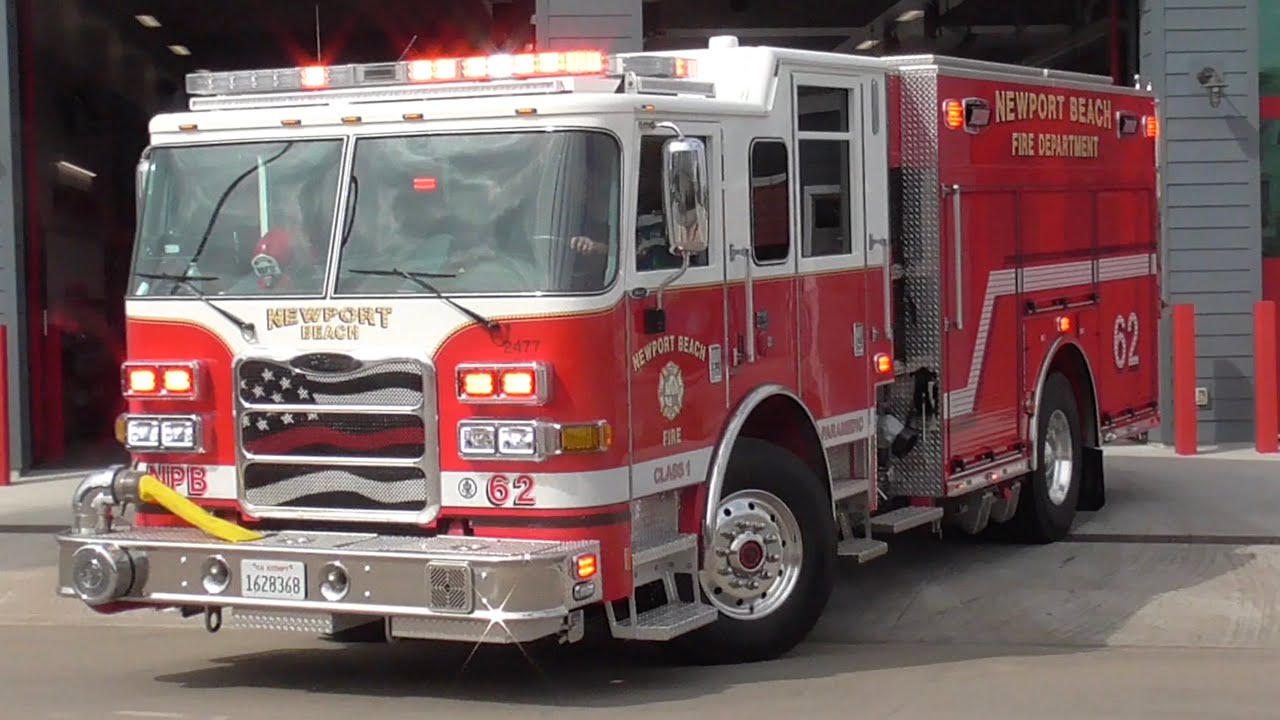 Newport Beach Fire Dept. Engine 62 & Medic 62 Responding