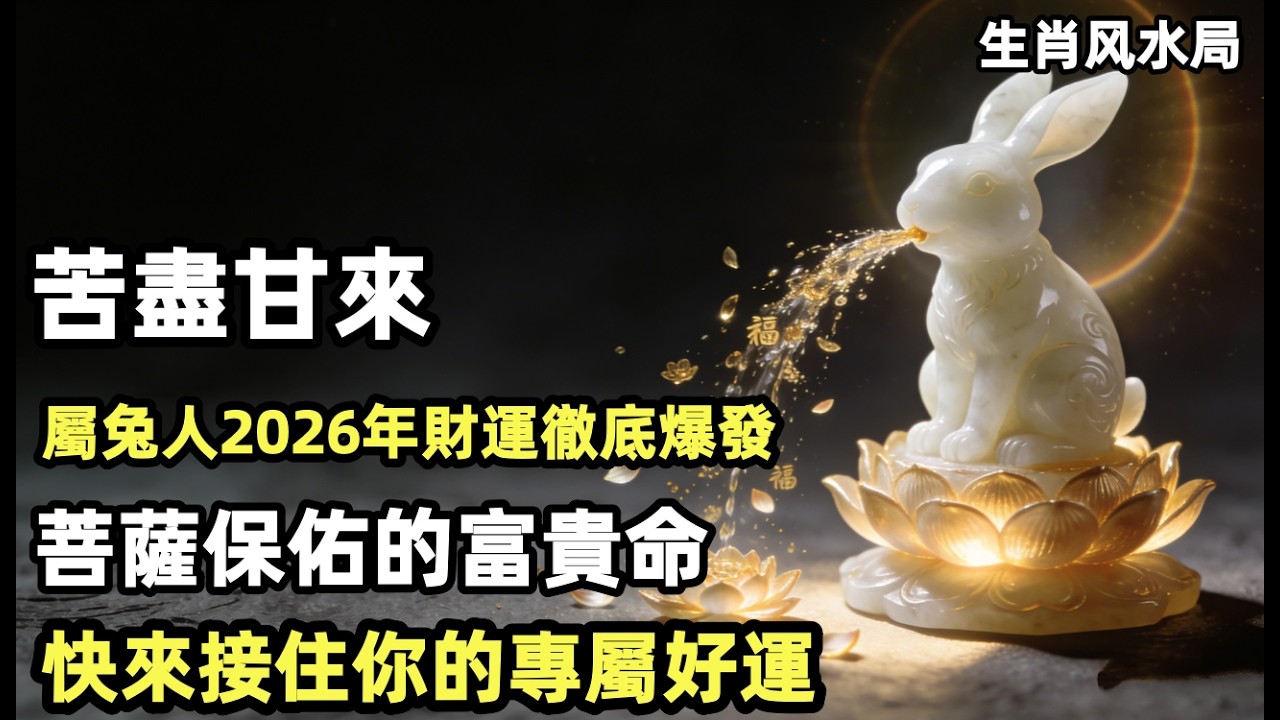 苦盡甘來！屬兔人2026年財運徹底爆發，菩薩保佑的富貴命，快來接住你的專屬好運！
