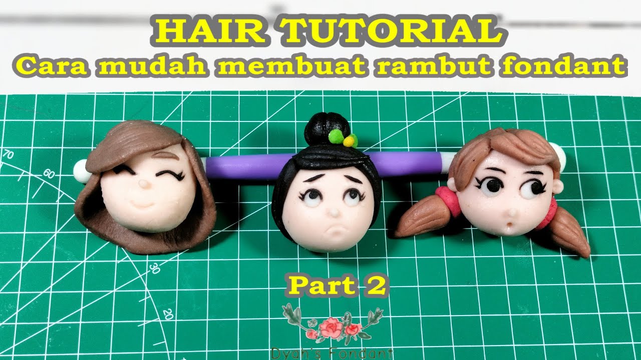 Tutorial rambut fondant / Cara membuat rambut fondant / fondant hair