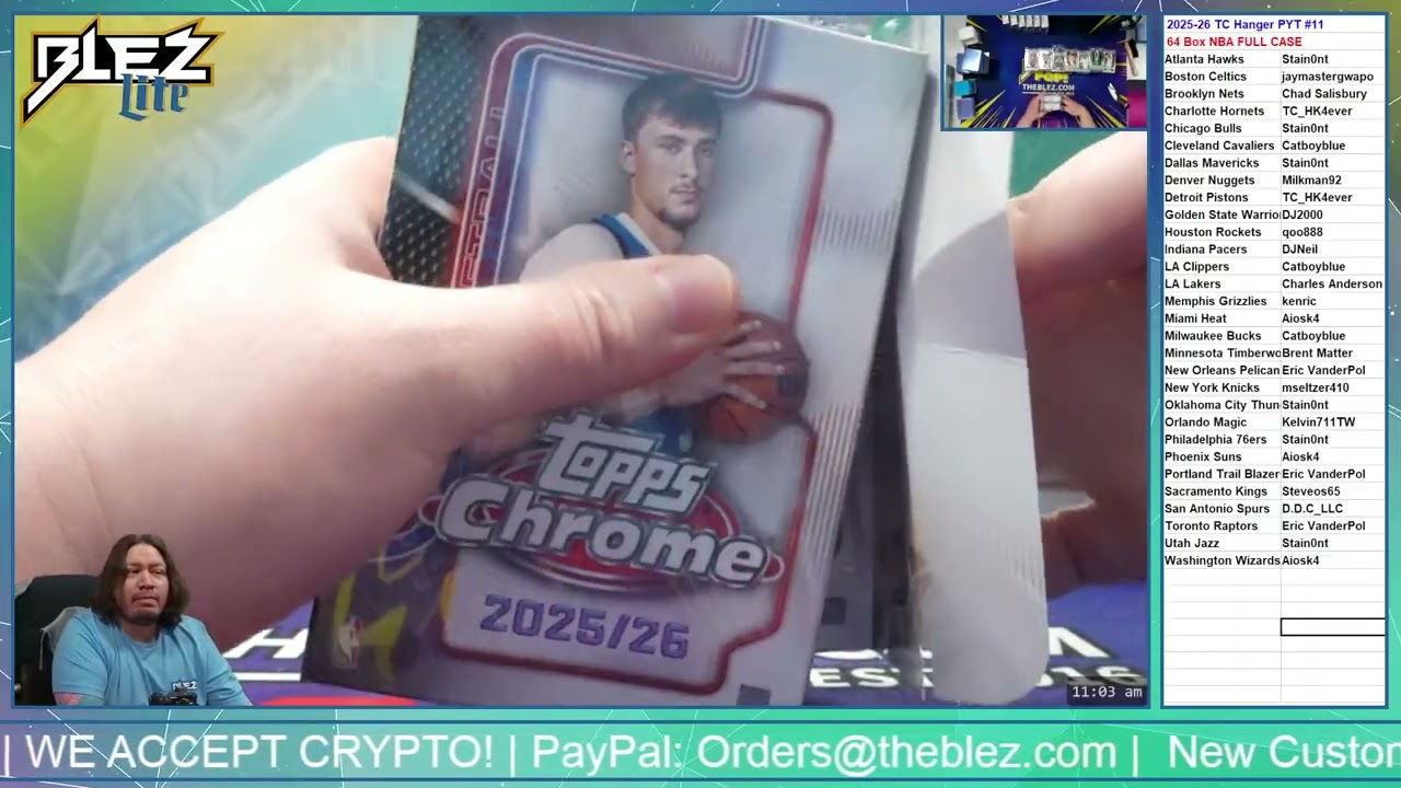 2025-26 Topps Chrome Hanger NBA 64 Box Case Break #11 Pick Your Team