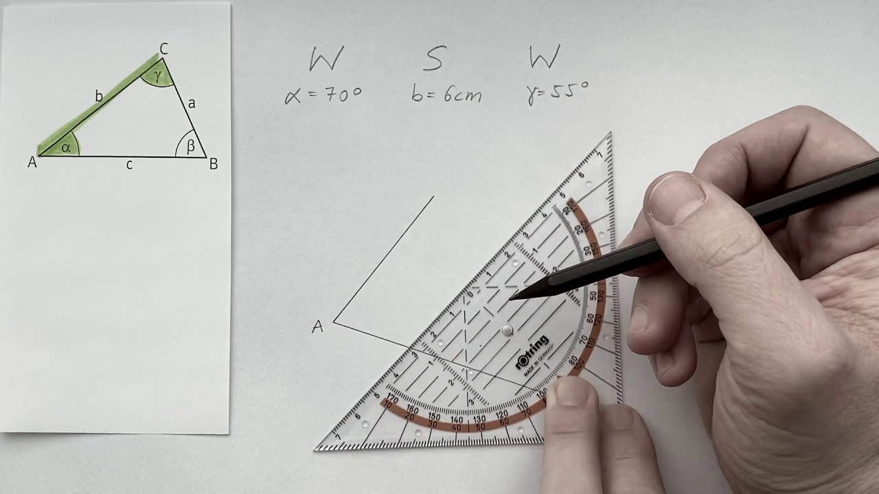Ein Dreieck mit WSW konstruieren inklusive Beschriftung eines Dreiecks