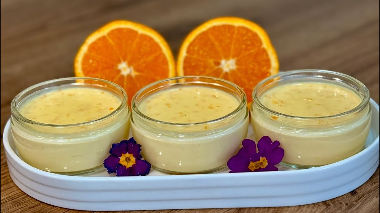 Dessert cr&eacute;meux &agrave; l'orange en 3 minutes ! sans oeufs, ni f&eacute;cule, ni farine ! 3 Ingr&eacute;dients