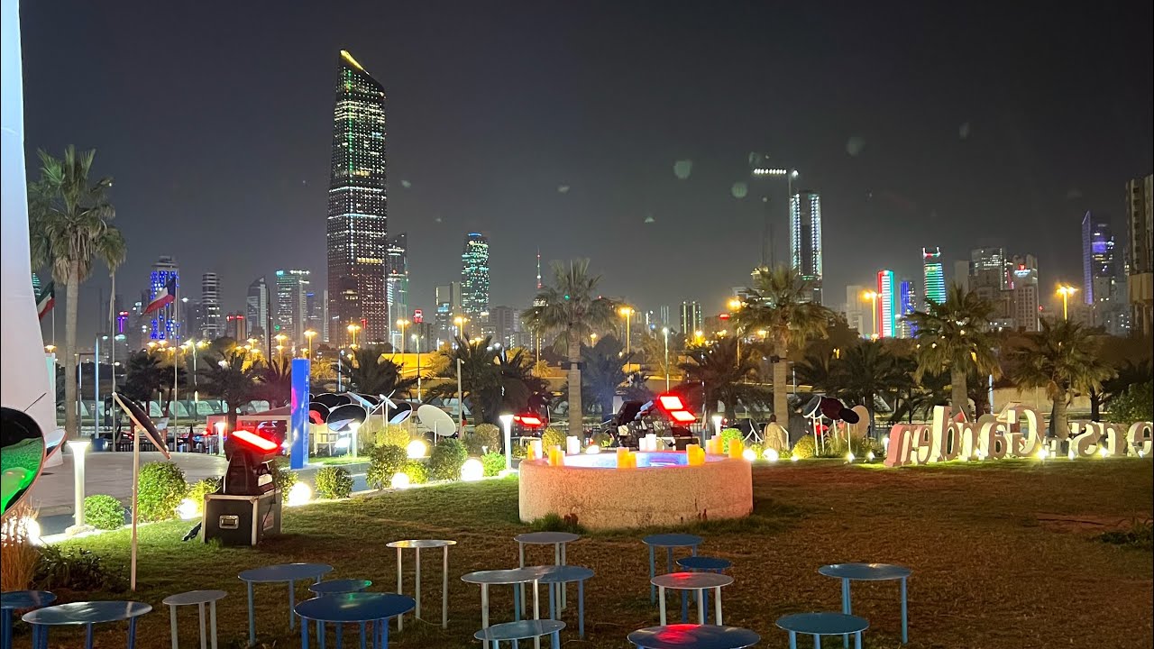 Wow! Beautiful Kuwait Tower Garden ✨💥🇰🇼#trending #kuwaitview #kuwaittower #night