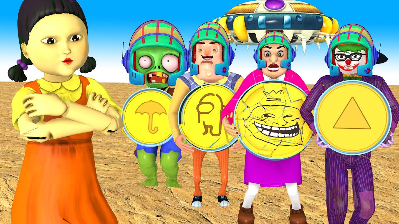Squid Game (오징어 게임) vs Scary Stranger 3D Miss T and NickJoker Destroy Honeycomb Candy Challenge #42