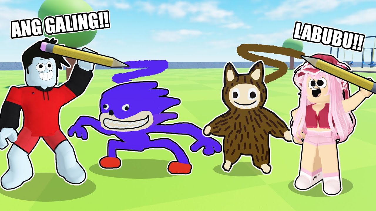 Doodle Transform | LABUBU and SHIN SONIC Drawing Challenge ✏️ | Roblox Tagalog