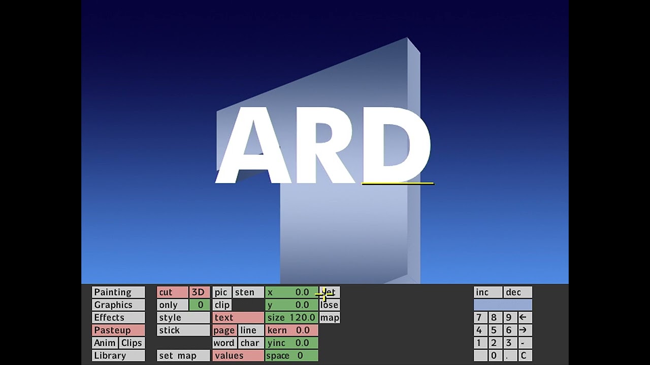 ARD-Logo »Eins« recreated on Quantel Paintbox