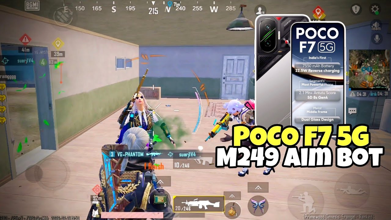 POCO F7 5G vs BGMI Ranked Lobby 🔥 M249 Destroyer
