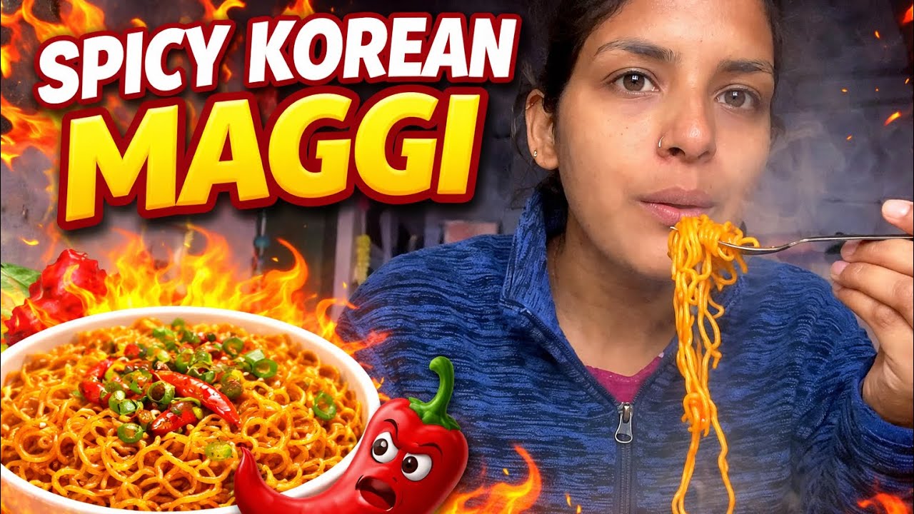 Spicy Korean Maggi खाकर हालत खराब 😭🔥 | Honest Reaction || Sheetal Rawat vlog 