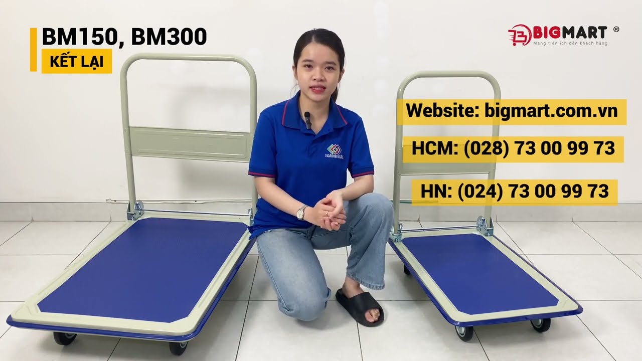 So sánh chi tiết xe đẩy hàng 4 bánh gấp gọn BM150 và BM300 #xedayhang #xedayhanggapgon