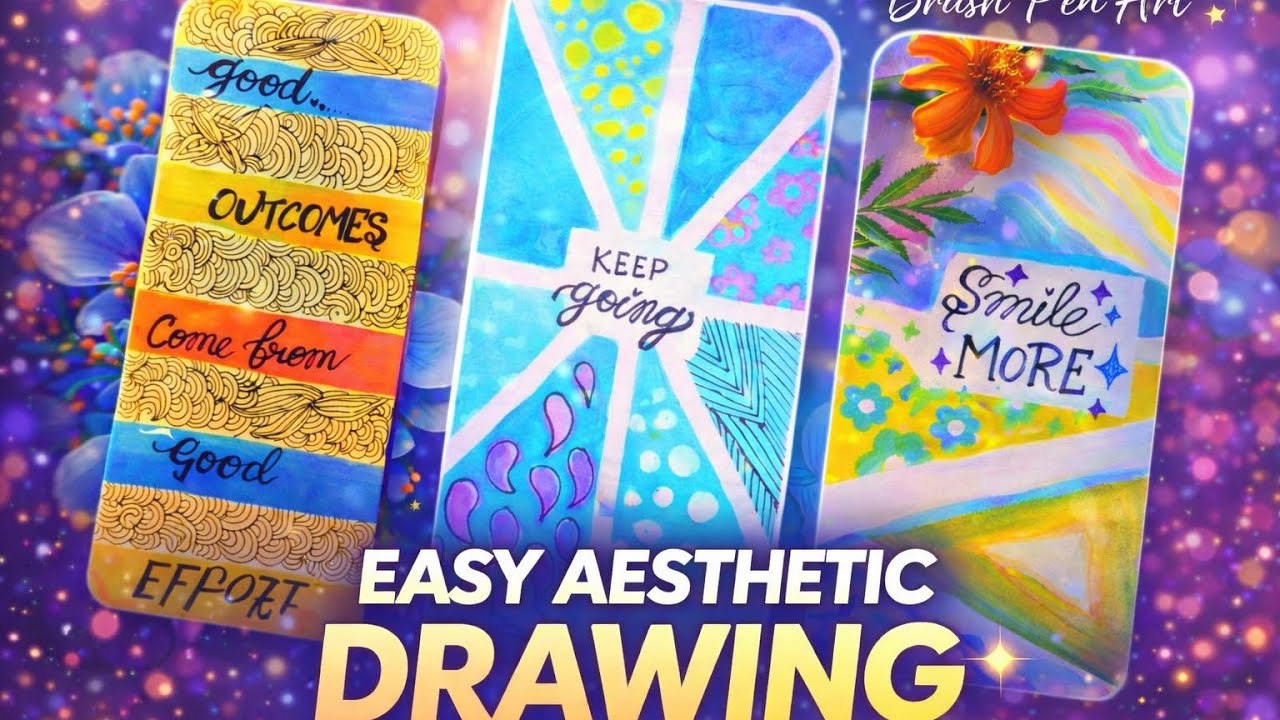 3 Aesthetic Brush Pen Motivational Cards ✨ | Easy & Relaxing Art boho style painting ideas cute
