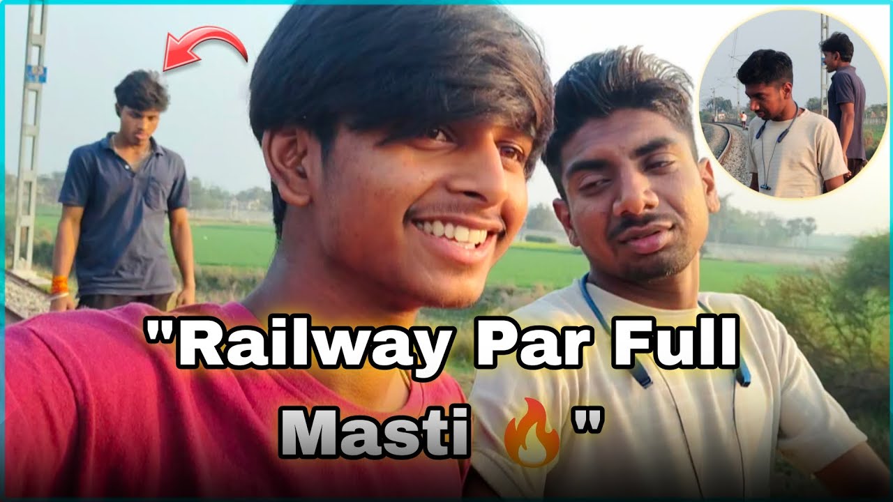 3 Dost Railway Track Par 😎 | Village Vlog