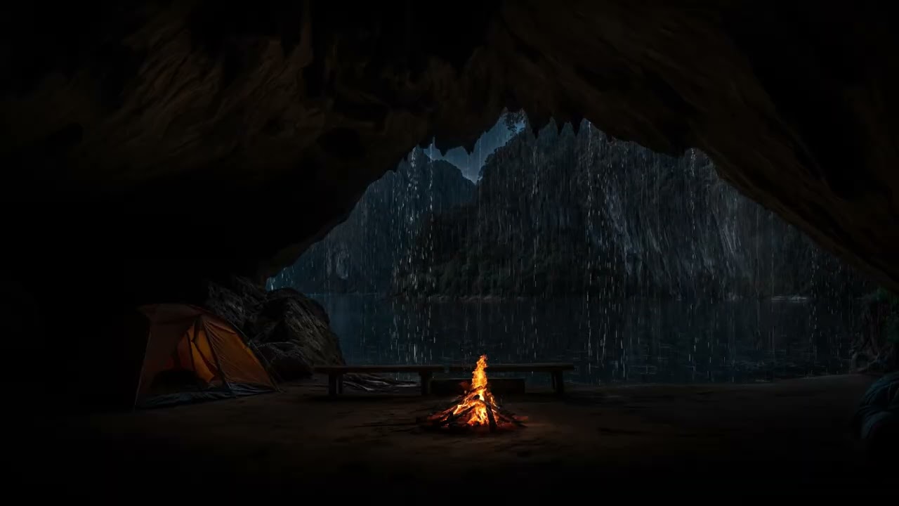 🌧️ Lluvia Feroz Afuera, Calma en la Cueva | Ambience Natural para Relajarse