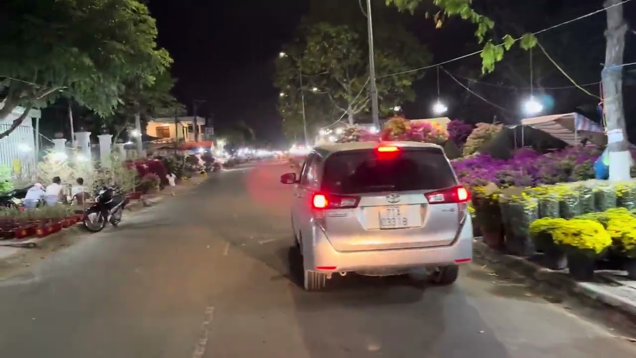 Night view of the Flower Market in BEN TRE, Vietnam 2025 - Before Lunar New Year