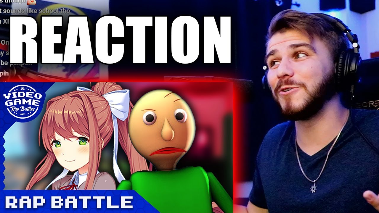 REACTION Baldi vs. Monika - Video Game Rap Battles [DDLC vs. Baldi's Basics]