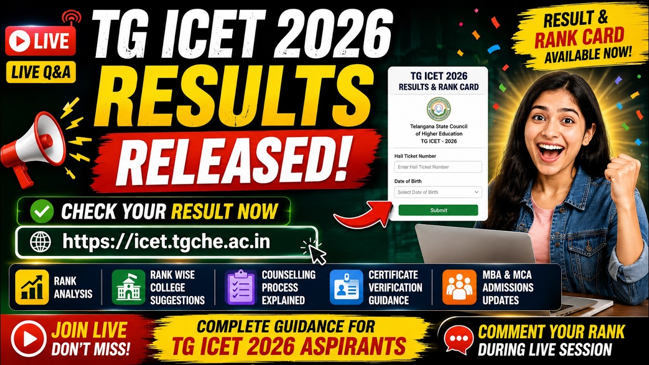 TG ICET 2026 Results Released | Rank Analysis | Counselling Guidance | Live Q&A