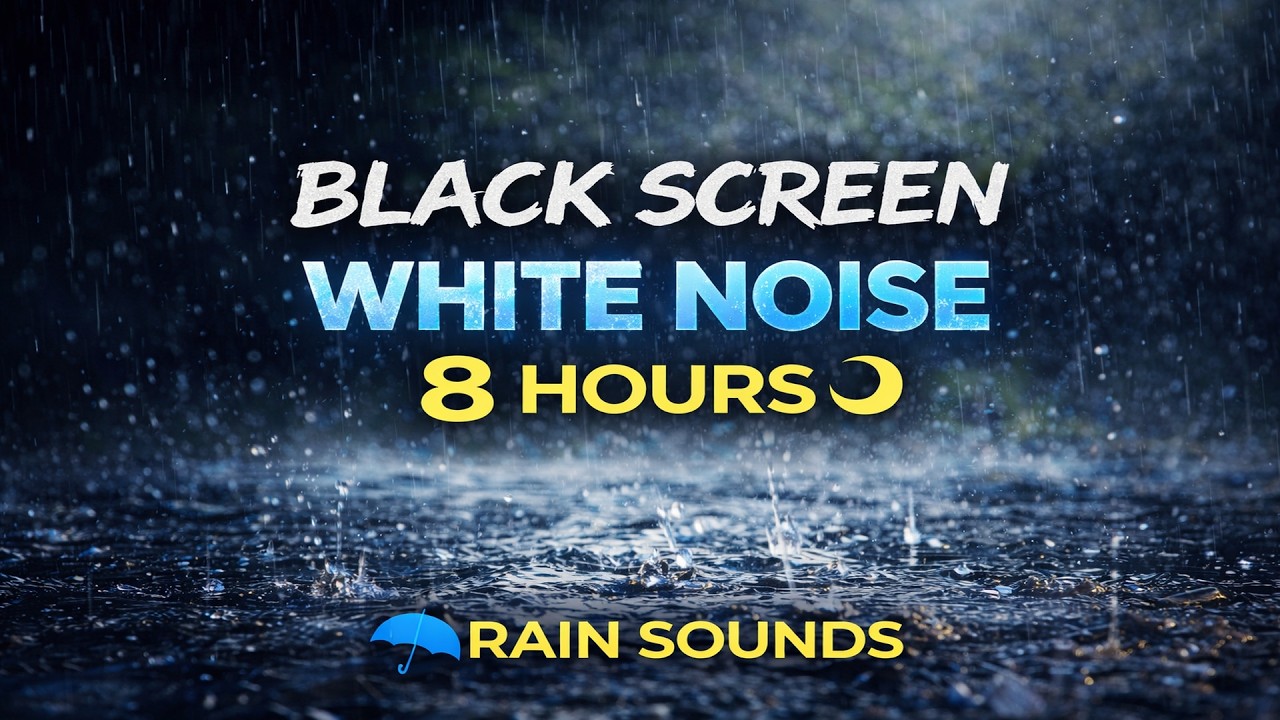 Black Screen/White noise. Mountain rain sounds. (8 hours) All night long.