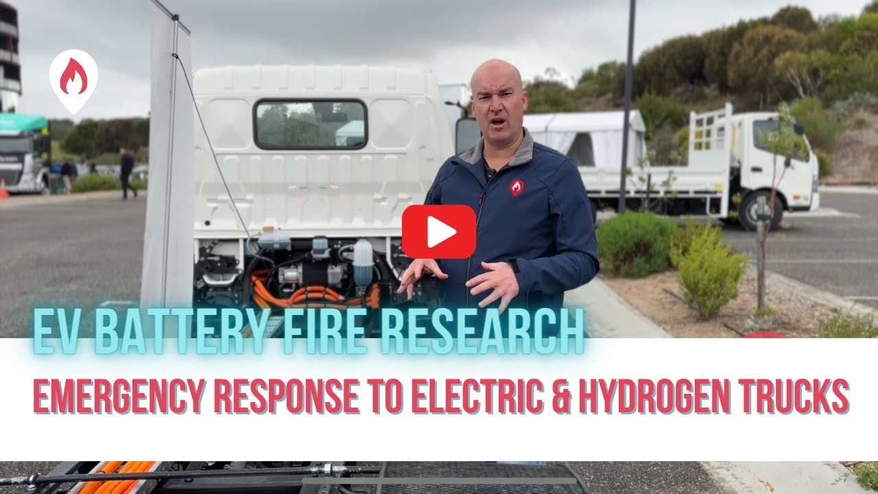 What do emergency responders do when an electric truck catches fire?