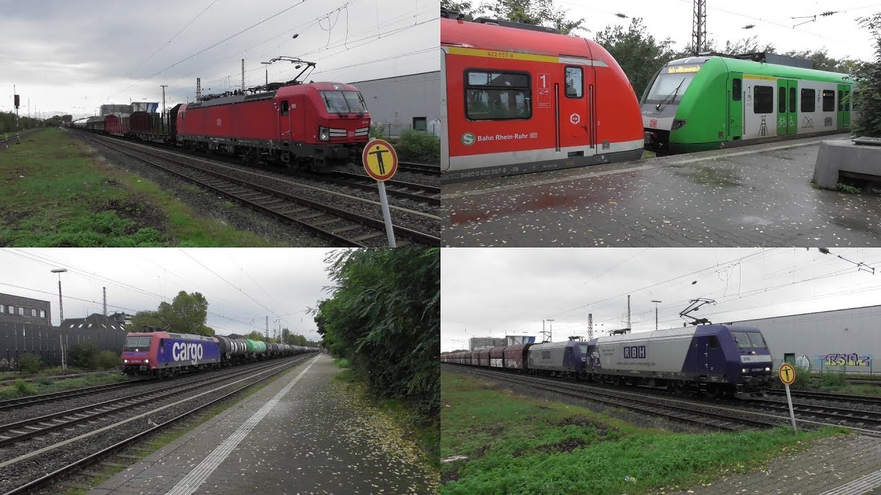 Bahnverkehr in Hilden mit S-Bahn, Güterzügen mit Br 145, 185, 187, 189, 193, G2000 und Gravita