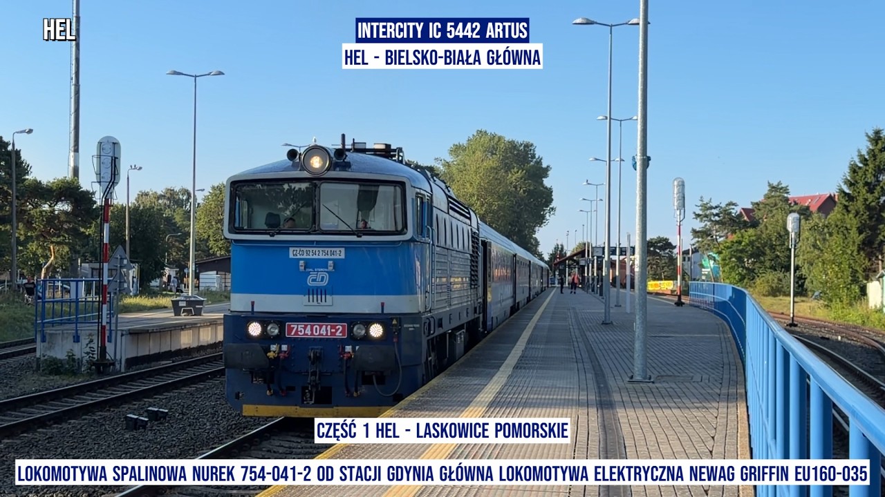 Train Zug InterCity IC 5442 ARTUS Hel - Bielsko-Biała Gł&oacute;wna część 1 Polska z tyłu pociągu rear view