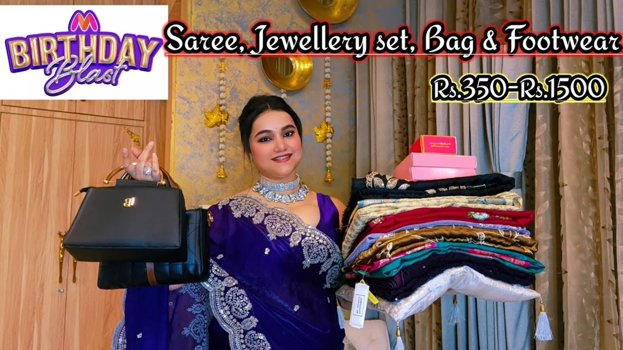 Myntra Birthday blast sale haul starting Rs.383-Rs1500 // Saree, jewellery set, Bag & Footwear haul
