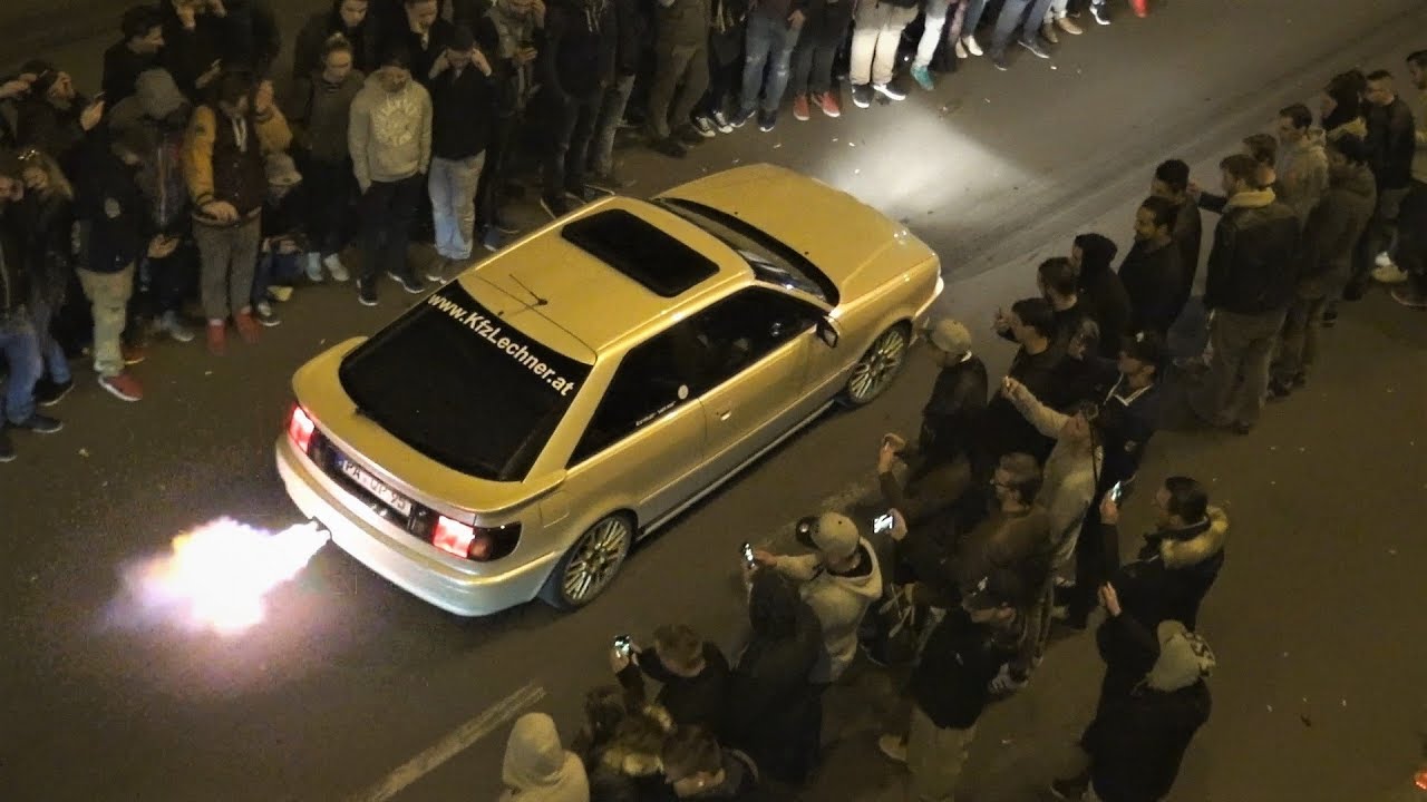 LOUD Audi S2 - HUGE ANTILAG FLAMES Launch Control
