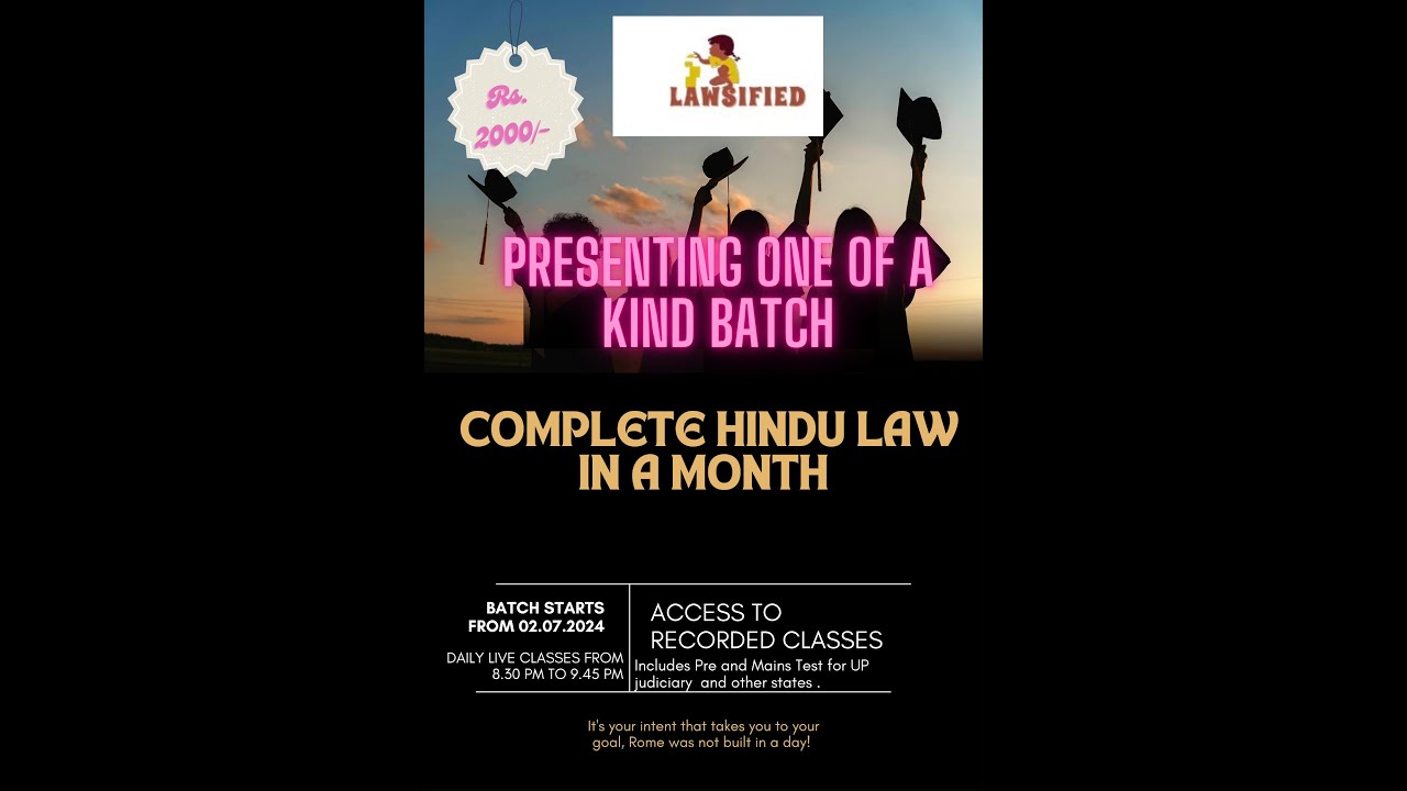 Lecture 01| Hindu Law  |02.07. 2024