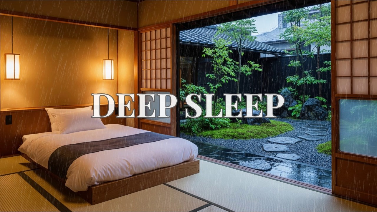 12 Hours Healing Rain at Luxury Zen Bedroom for Best Night Sleep in Full HD 1080p Relaxation.