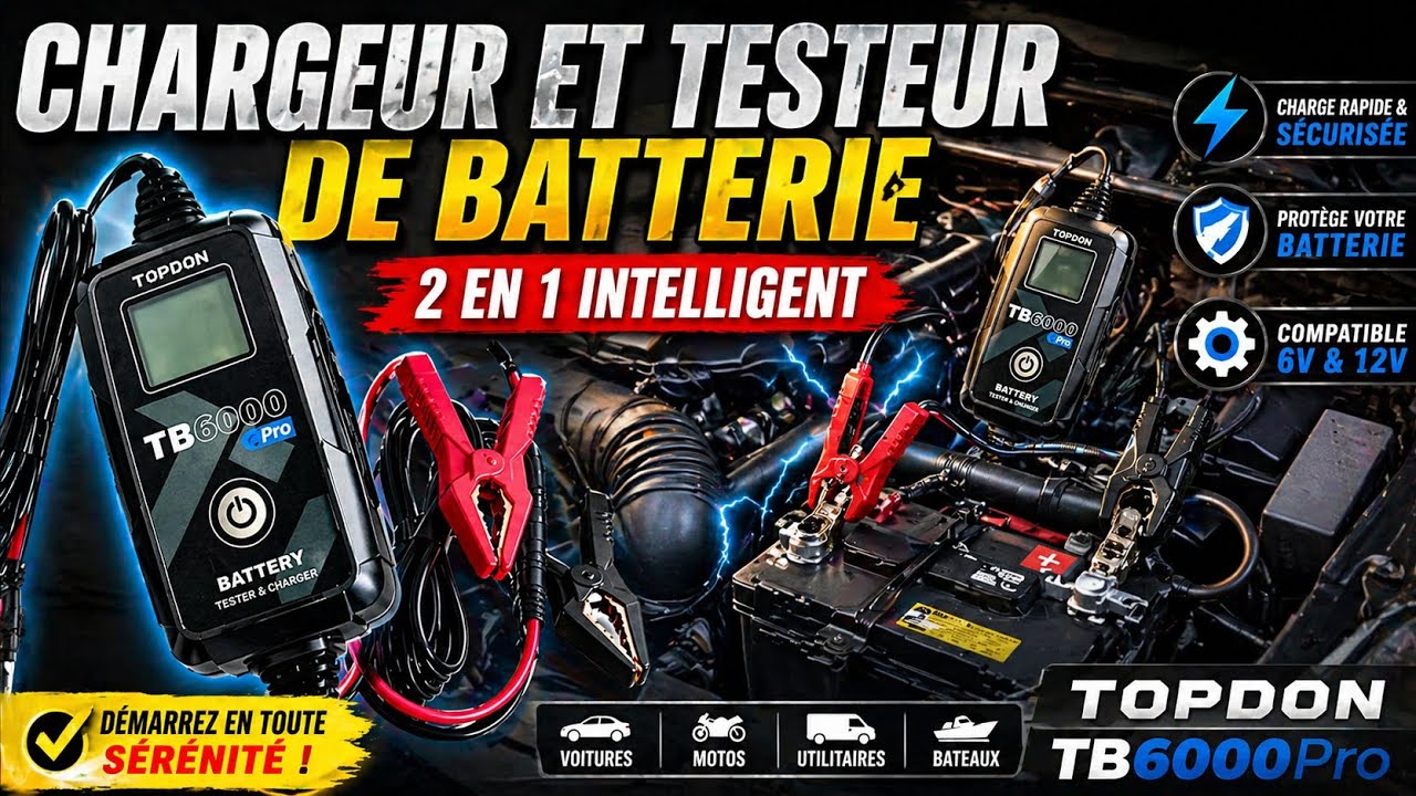Chargeur et testeur de batterie intelligent 2 en 1 TOPDON TB6000Pro👍✔⭐