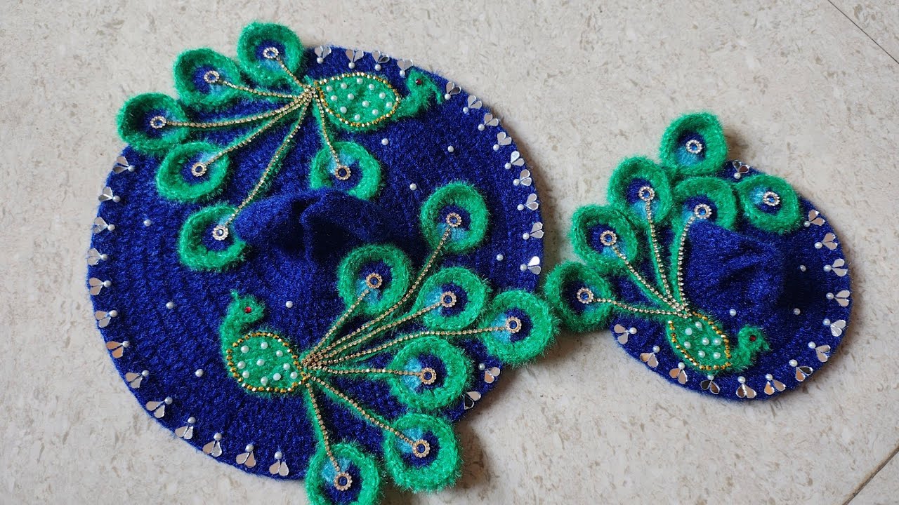 New look new design heavy peacock dress for laddu gopalनये डिज़ाइन में बनाये लड्डुगोपाल केलिये पोशाक