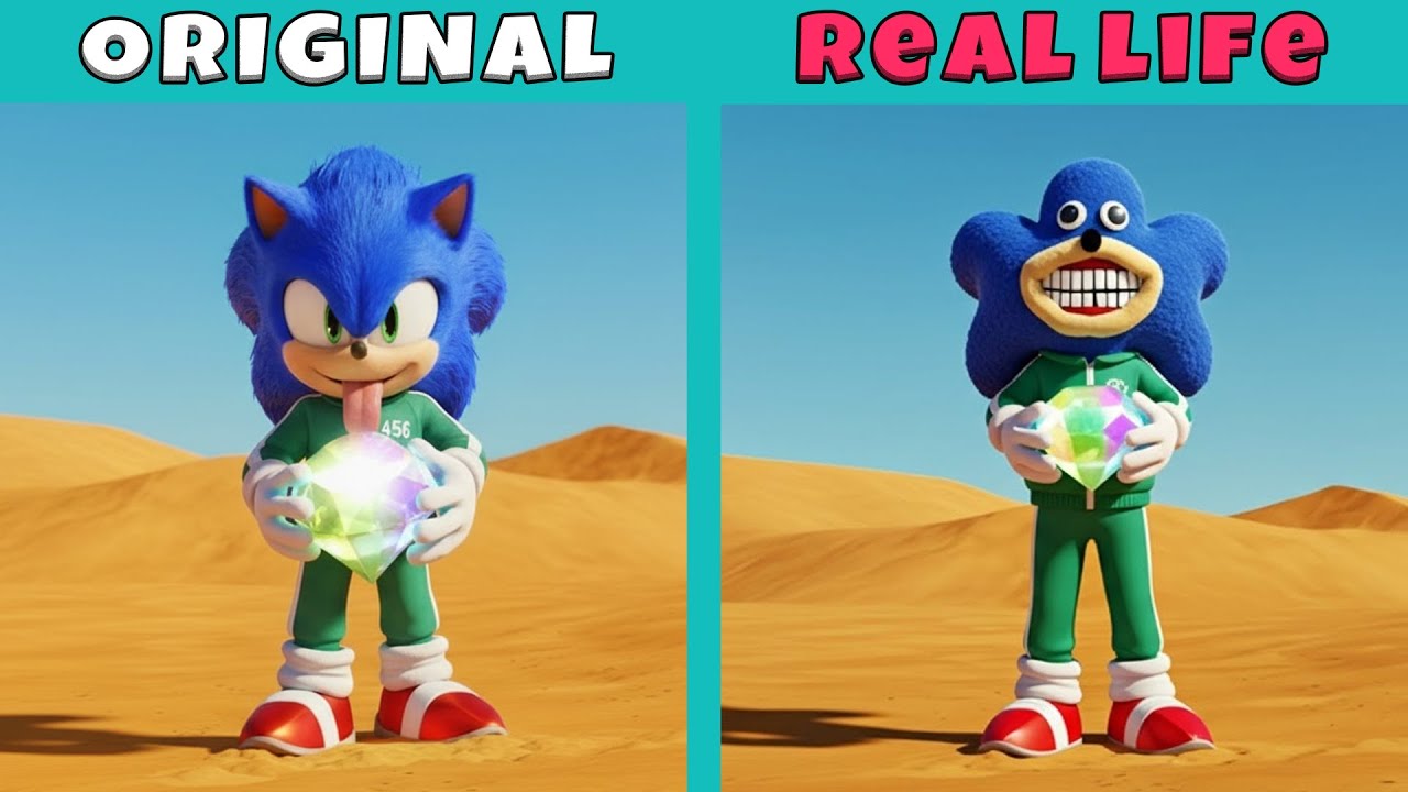 Sonics Absorbs Ultimate Ruby Stone to Win Squid Game | Sonic Original vs Real Life | Sonic Animation