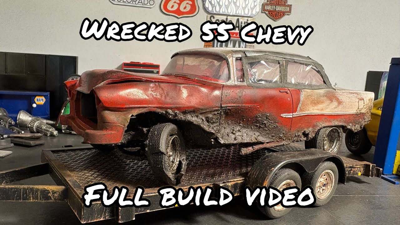 (108) Разбитая модель автомобиля Chevy Bel Air 55, масштабная модель, эпизод №57